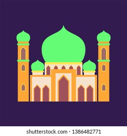 islamic mosque isolated flat design with pastel colorful,vector illustration mosque for ramadan kareem and eid mubarak