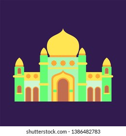 islamic mosque isolated flat design with pastel colorful,vector illustration mosque for ramadan kareem and eid mubarak