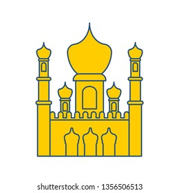 Islamic mosque isolated sign. East ornament. Muslim symbol. Vector