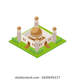 Islamic Mosque Isometric Illustration for posters banners and educational resources