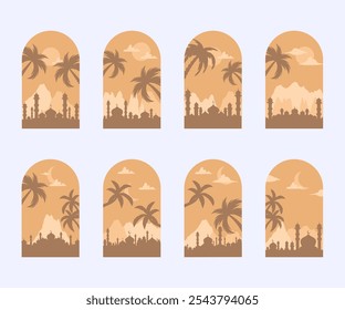 Islamic Mosque landscape minimalist logo design. Flat style vector art