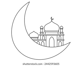 Islamic Mosque Line Art Illustration