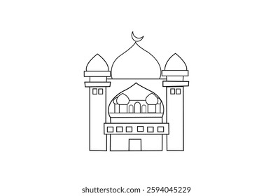 Islamic mosque line art minimalist mosque outline drawing simple mosque architecture artwork design 