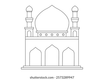 Islamic Mosque Line Art in White Background