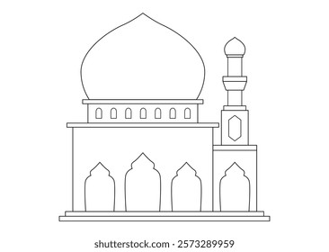 Islamic Mosque Line Art in White Background