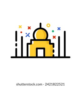 Islamic mosque line coloured vector illustration. Muslim religious icon.