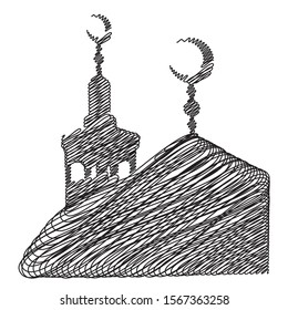 Islamic mosque located in turkey scrible sketch line art vector design