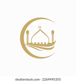 Icono de diseño del logo de la mezquita islámica vector Ilustración