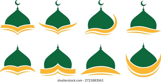 Logotipo de una mezquita islámica con líneas limpias y un estilo espiritual simple y elegante.
