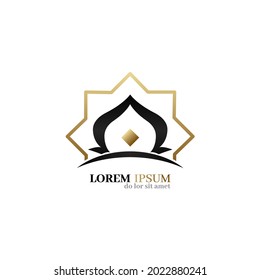 Logo de la mezquita islámica aislado en un fondo blanco. Concepto minimalista universidad islámica, instituto, biblioteca, aprendizaje estudiantil, identidad de marca