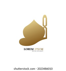 Islamic mosque logo isolated on white background. Minimalist concept islamic university, institute, library, student learning, brand identity