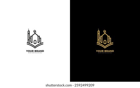 Islamic mosque logo. Mosque line icon