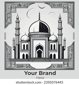 Logo De La Mezquita Islámica Para La Distribución Profesional 