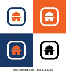 Islamic mosque logo template, moslem temple icon design - Vector