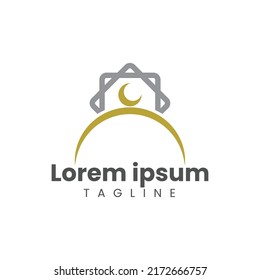 islamic mosque logo. This design is in the form of a mosque's golden dome. Islamic themed, this logo has gold accents