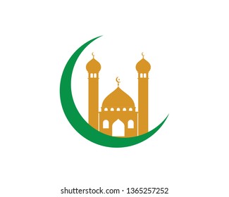 islamic mosque logo vector icon template