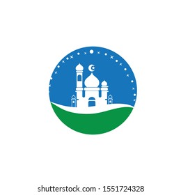 islamic mosque logo vector icon template