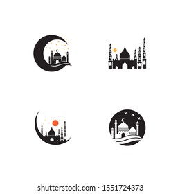 islamic mosque logo vector icon template