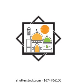 islamic mosque logo vector icon template