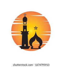 islamic mosque logo vector icon template