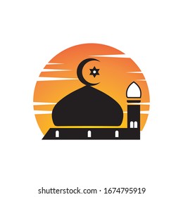 islamic mosque logo vector icon template