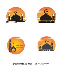 islamic mosque logo vector icon template