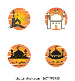 islamic mosque logo vector icon template