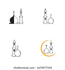 islamic mosque logo vector icon template