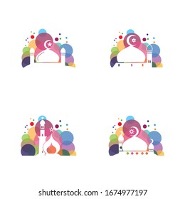 islamic mosque logo vector icon template