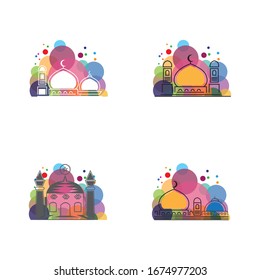 islamic mosque logo vector icon template