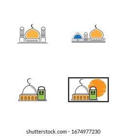 islamic mosque logo vector icon template