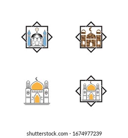 islamic mosque logo vector icon template