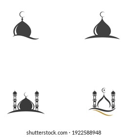  islamic mosque logo vector icon template