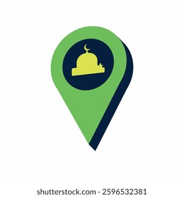 Islamic mosque or masjid map location ramadan symbol icon