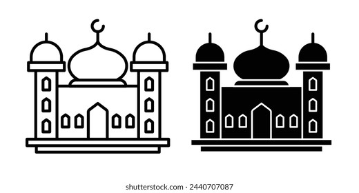 Islamic Mosque and Minaret Architectural Icons. Religious Structure and Building Symbols