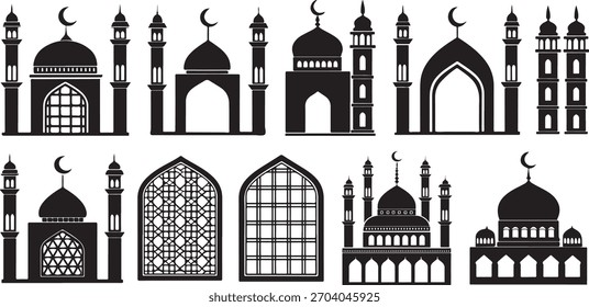 Islamic Mosque and Minaret Silhouettes window Collection