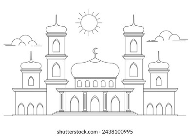Islamische Moschee Minimale Linie Design Illustration