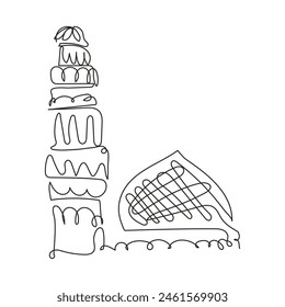 Islamic mosque one line drawing vector illustration minimalist.