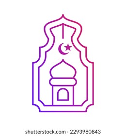 islamic mosque ornament gradient outline icon vector illustration