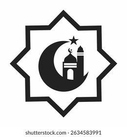 Islamic mosque ornament, vector black praying hands