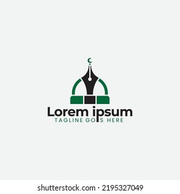 Islamic mosque and pen logo design