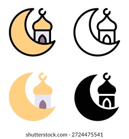 Iconos De La Oración De La Mezquita Islámica, Conveniente Para Los App Móviles, Los App Del Web Y Los Medios De Comunicación Impresos. Múltiples iconos de estilo, 