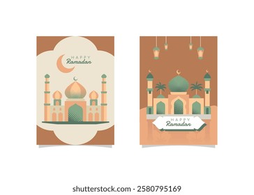 Islamic Mosque Ramadan Greeting Card Set – Elegant Ramadan Kareem and Eid Mubarak Designs. Perfect for celebrating Ramadan Kareem, Eid Mubarak, and Islamic festivals.