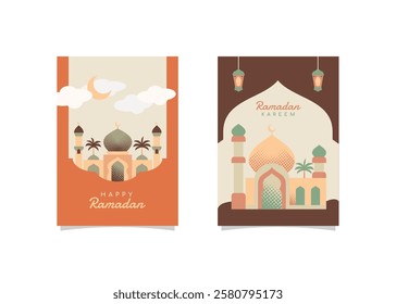 Islamic Mosque Ramadan Greeting Card Set – Elegant Ramadan Kareem and Eid Mubarak Designs. Perfect for celebrating Ramadan Kareem, Eid Mubarak, and Islamic festivals.
