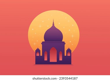 Islamic Mosque Ramadan Kareem minimal vector illustration