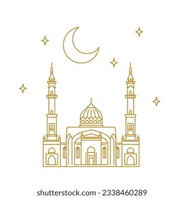 Islamic mosque. Ramadan mubarak greeting card concept design