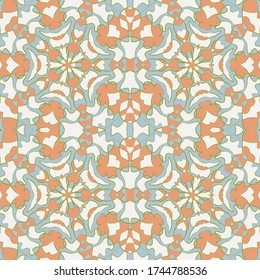 Islamic mosque seamless pattern graphic design. Middle east floral tile ornament. Wallpaper seamless pattern. Traditional persian abstract geometric shapes ornament. Ethnic vector background