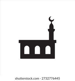 Silhueta islâmica da mesquita com cúpula e lua crescente