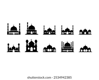 Islamic Mosque Silhouette Element set 