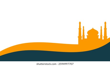 Islamic Mosque Silhouette Frame and Border Vector Set, Ramadan and Eid Mubarak Elements